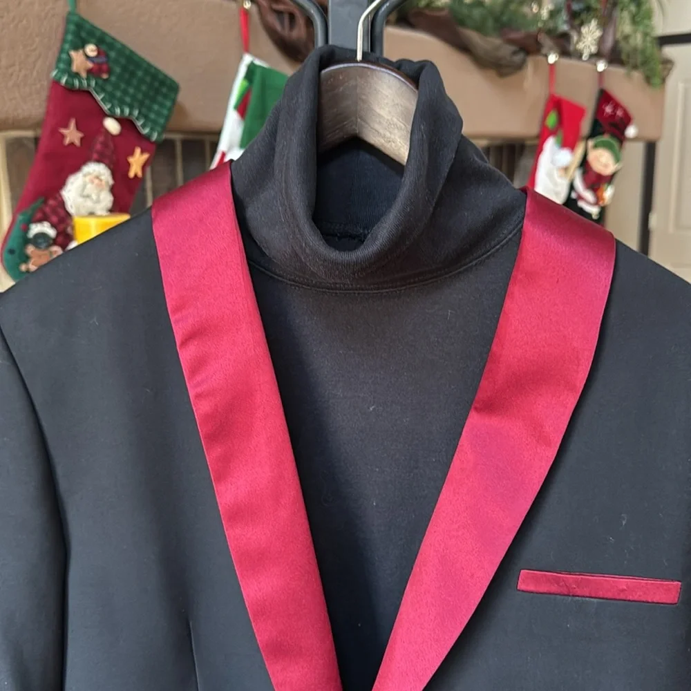 Black and Red Men's Blazer including turtleneck. Both size L